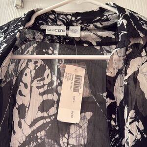 Chico's Monochrome Sheer Blouse